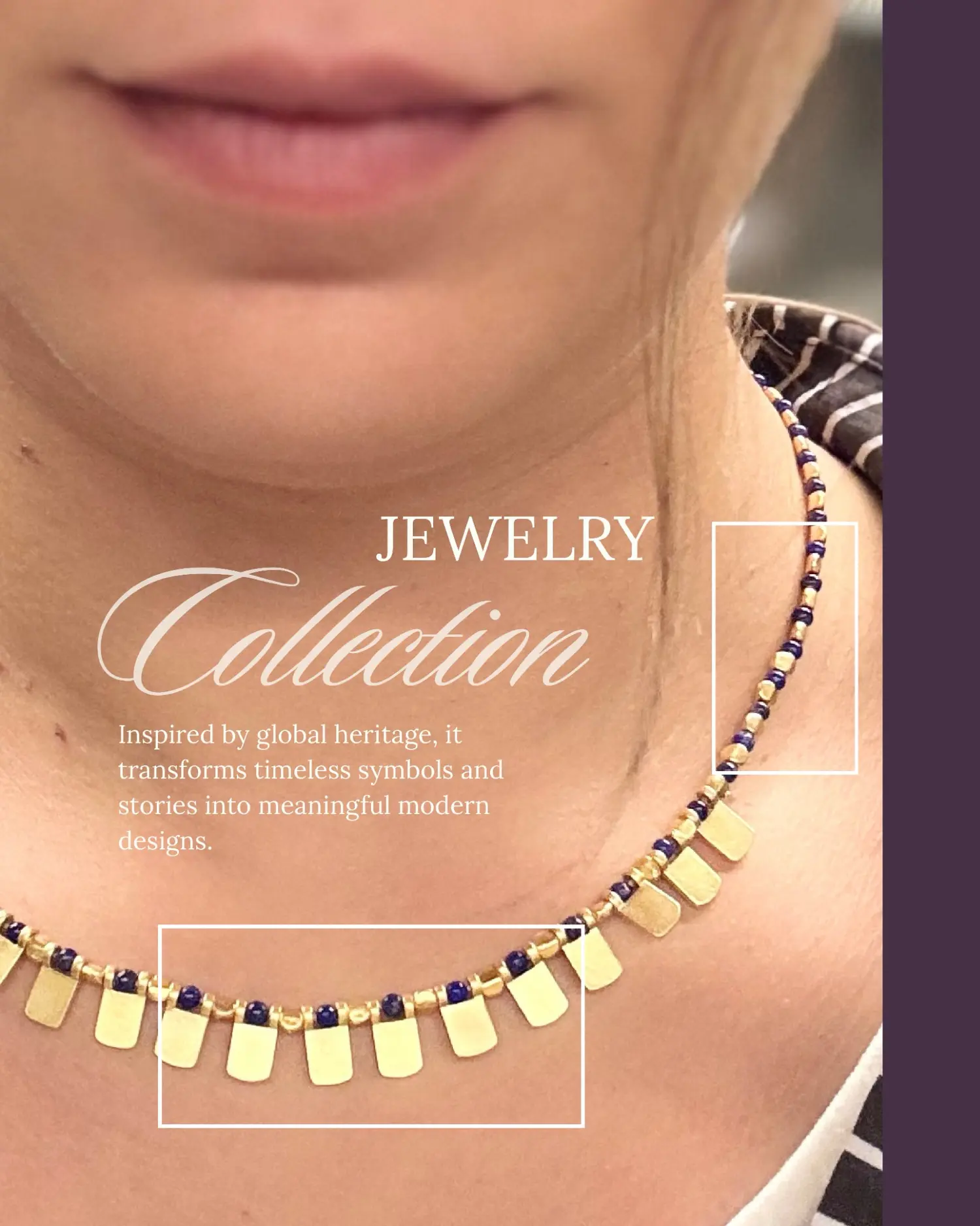 ICONATERRA gold-plated necklace with deep blue accents
